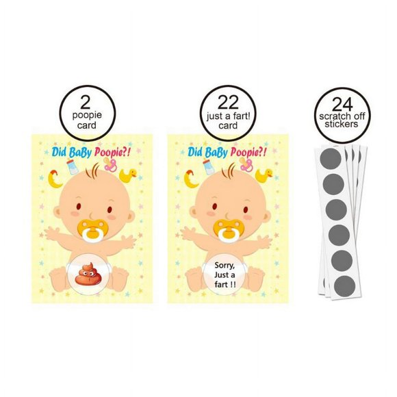 HLONK Infant Shower Games Cards Decors for Baby Shower Dirty Diaper Scratch off Game