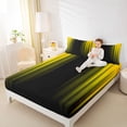 thumbnail image 4 of Feelyou Yellow Stripes Ombre Twin Sheet Sets, Teens Abstract Lines Bedding, 3-Piece, 4 of 7
