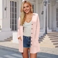 thumbnail image 2 of BOBOGOJP Women's Open Front Casual Long Sleeve Knit Classic Sweaters Cardigan with Pockets Pink for Size XL, 2 of 7