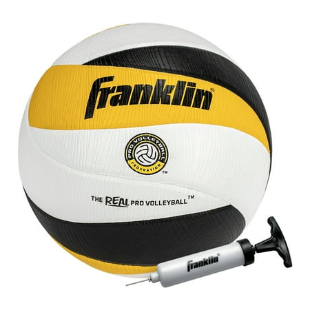 Franklin Sports PVF REAL Pro Indoor Game Volleyball - Official Size Professional Indoor Volleyball for Match Play - 12 Panel Microfiber Cover Game Volleyball Ball - Volleyball + Pump with Needle Set