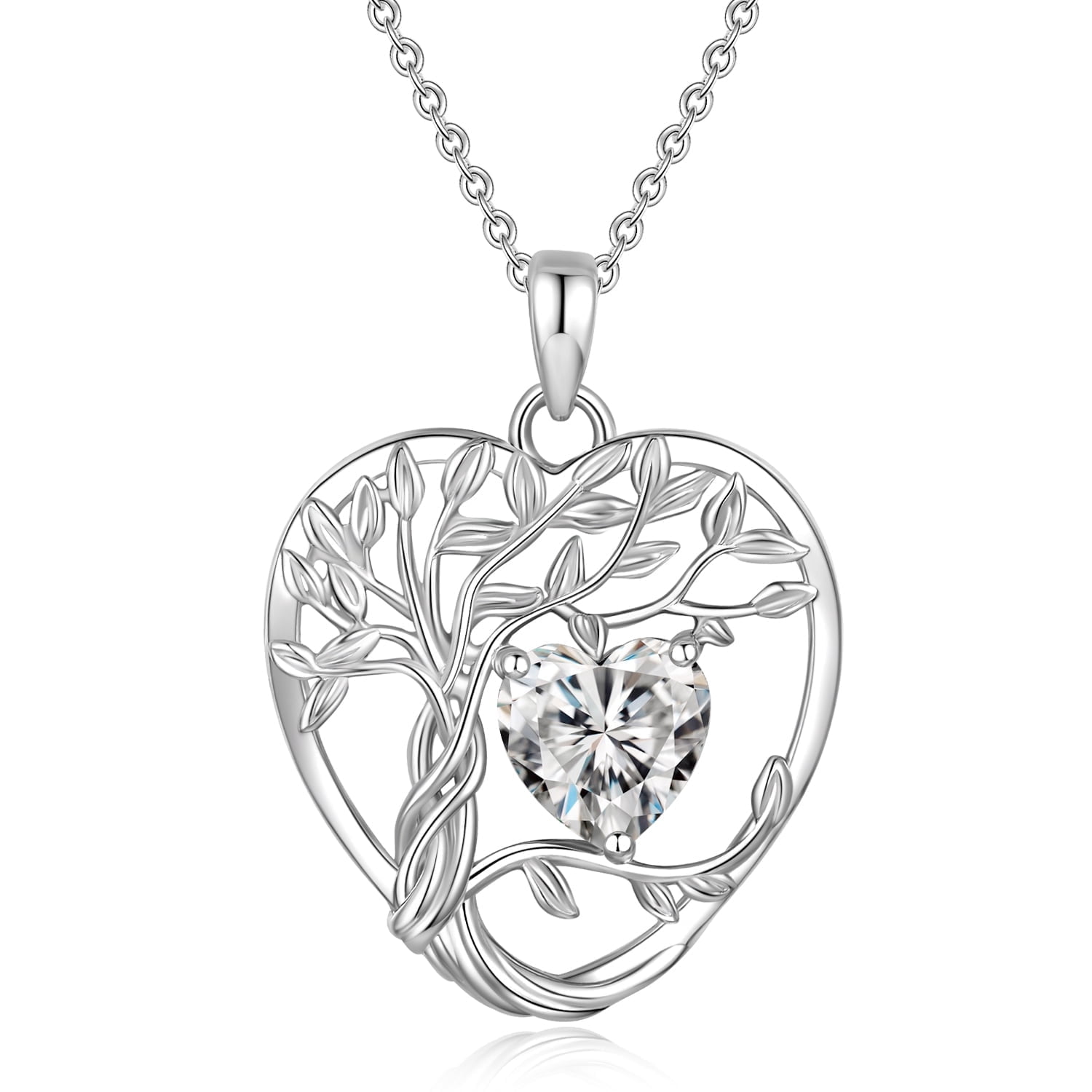 Heshpaws 925 Sterling Silver Birthstone Heart Pendant Necklace for Women, Christmas Birthday Anniversary Jewelry Gift