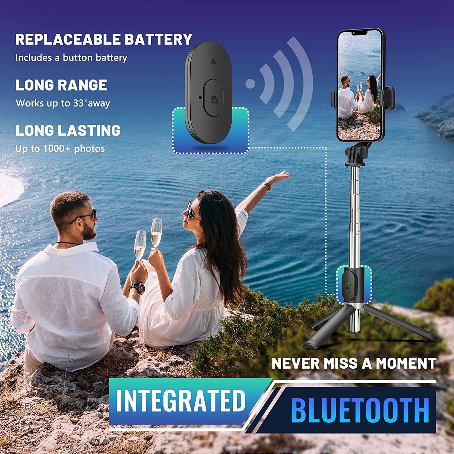 delpattern 40-Inch Selfie Stick Tripod with Bluetooth Remote photo 2