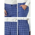 thumbnail image 6 of Unique Bargains Men's Checked Printed Slim Fit Flat Front Skinny Plaid Pattern Trousers 36 Blue, 6 of 6