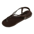 thumbnail image 2 of Miluxas Women's Braided T Strap Sandals Dressy Summer Ankle Srtap Elastic Beach Thong Sandals Coffee 7(38), 2 of 4