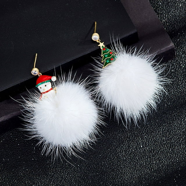 Colección de pendientes navideños Muñeco de nieve Copo de nieve Cabeza de ciervo Calcetines navideños Pendientes con muletas Regalo de Navidad de Año Nuevo