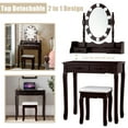thumbnail image 3 of Topbuy Make-Up Vanity Table Dresser Set w/LED Light, Brown, 3 of 8