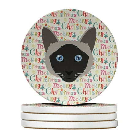 

Balinese Cat Christmas Large Sandstone Coasters Pack of 4 4 in x 4 in