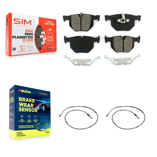 SIM Rear Semi-Metallic Disc Brake Pads and Wear Sensors Kit for Car BMW 335i xDrive KSW-100605
