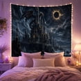 thumbnail image 2 of Dragon on Gothic Fortress in Stormy Seas, Mystical Fantasy for Dark Fantasy Enthusiasts, Mythical Creature Art Decor, Christmas Gift, Tapestry Wall Hanging for Bedroom and Living Room, 2 of 7