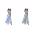 thumbnail image 1 of (2-Pack) Rinsvye Womens Beach Maxi Dress Chiffon Floral Sleeveless Ruffle Hem V Neck Summer Vacation Wear, 1 of 6