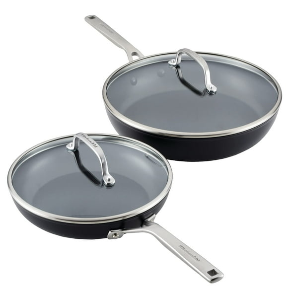 Juego de sartenes de inducción anodizadas duras KitchenAid de 4 piezas