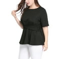 thumbnail image 7 of Agnes Orinda Women's Plus Size Summer Solid Short Sleeve Knot Waist Peplum Top, 7 of 7