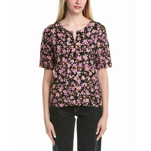 CeCe womens Floral Print Sweater, xs, Black