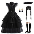thumbnail image 1 of Disfraz QIEMIAO Wednesday Addams para niños de 7 a 8 años, 1 of 6