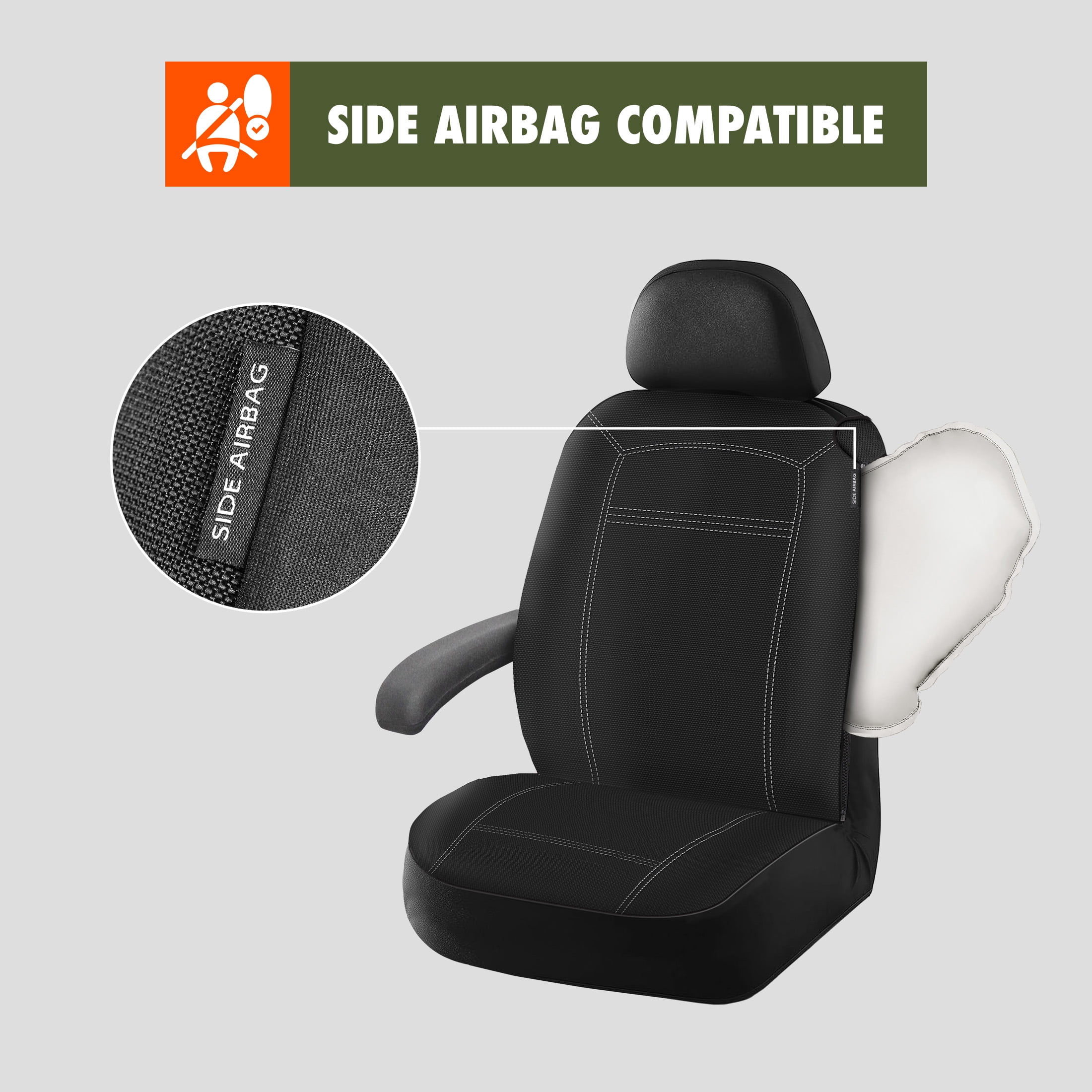 Ozark Trail Heavy Duty Black Truck Seat Covers 2-Pack