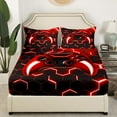 thumbnail image 3 of Gamer Fitted Sheet Teens Queen Size Gaming Controller Bed Sheets 3Pcs Gamer Gifts Bedding Set for All Season - 1 Fitted Sheet 2 Pillow Cases (Queen,Red), 3 of 4