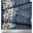 thumbnail image 3 of Soimoi Blue Rayon Fabric Grandiflora Roses Floral Print Fabric by The Yard 58 Inch Wide, 3 of 3