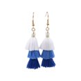 thumbnail image 1 of Jumpingount 1 par de pendientes bohemios con borlas, colgantes coloridos para las orejas, árbol de Navidad, borlas de 3 capas, accesorios Hippie, Ropa, zapatos y accesorios Miscelánea Blanco azul, 1 of 6