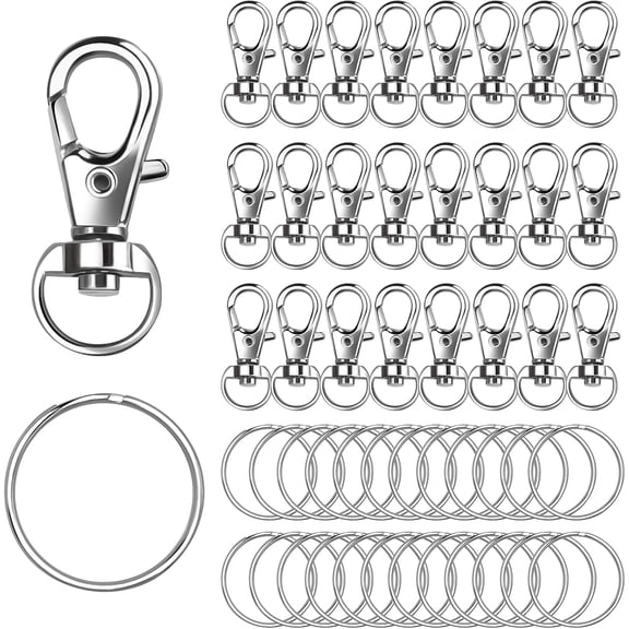 DEA 50 PCS Premium Keychain Making Kit - 25 Keychain Clips & 25 Key Rings, Metal Swivel Lobster Claw Clasps, for Jewelry Clasps&Name tag