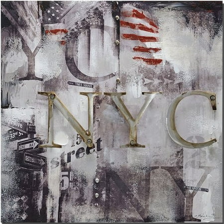 Square Oil Painting - Tangletown Fine Art 'NYC Times Square' Oil Painting Print on Canvas