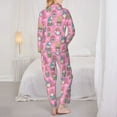 thumbnail image 3 of Pajamas for Women Sets, pink Holiday Joy Lounge Sets Long Sleeve Button Down Night Shirts Sleepwear Pjs, 3 of 6