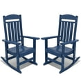thumbnail image 4 of Patio Slat Rocking Chair Set of 2, HDPE Plastic Weather Resistant Porch Rocker, Navy Blue, 4 of 10