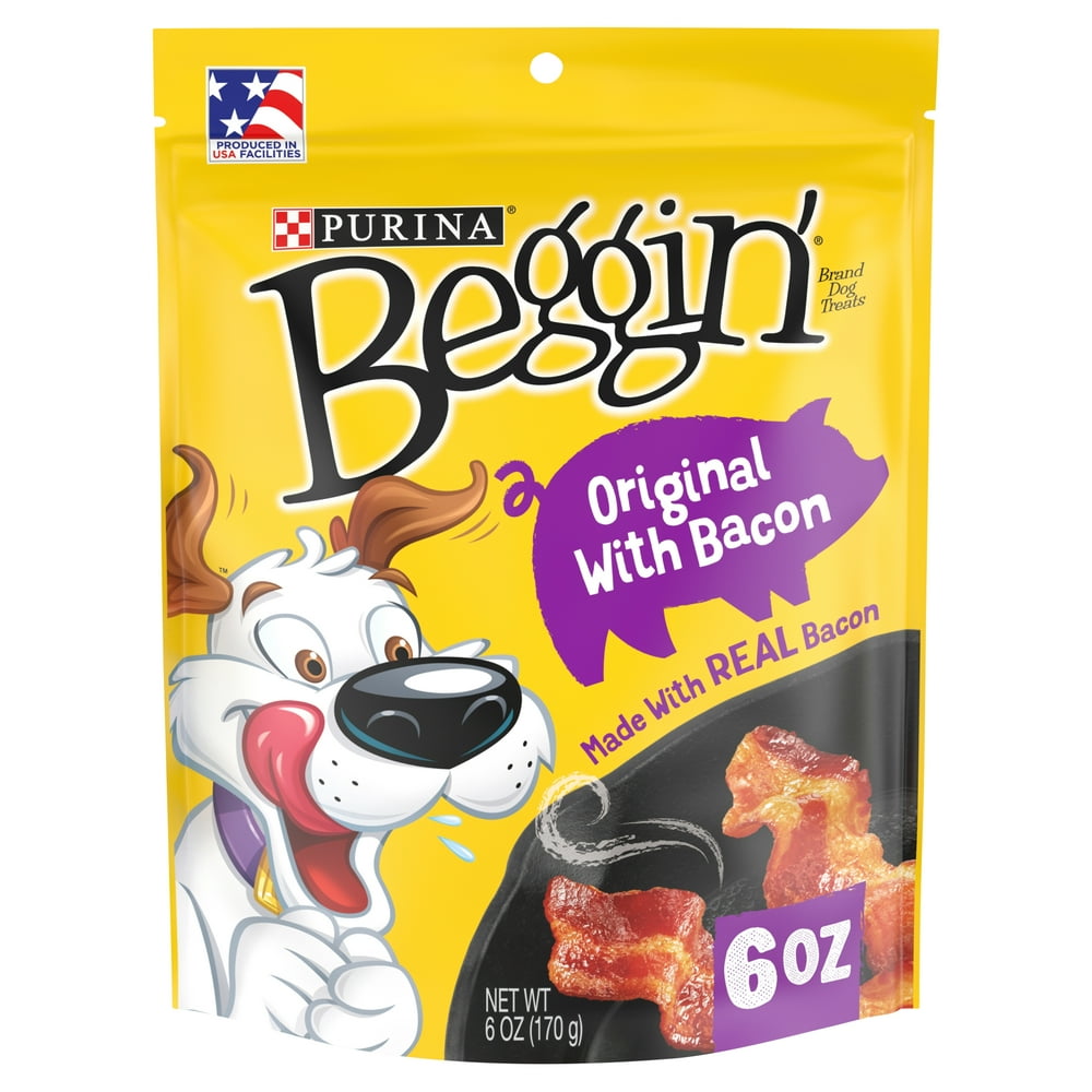 Purina Beggin Strips Dog Treats, Dog Training Treats, Original With Bacon (6) 6 oz. Pouches