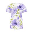 thumbnail image 7 of JTZGDY Tunic Tops for Women Dressy Casual Summer Floral Print Short Sleeve Crewneck Basic Ruched Pelated T-Shirts Loose Fit Cozy Ladies Blouse Multicolor#24 XXL, 7 of 7