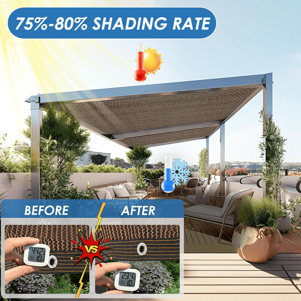 Sun Shade Cloth with Grommets, Privacy Screen Pergola Mesh Cover,  90% UV Protection for Outdoor Canopy Patio Garden
