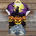 thumbnail image 5 of felwors Plus Size Halloween T Shirt Women Funny Graphic Print Fall Short Sleeve Tee Tops Purple, L, 5 of 7