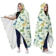 thumbnail image 2 of Wearable Blanket,LightGreen Cartoon Dinosaurs Clouds Pattern Hooded Wearable Flannel Blanket for Adults & Teens,Winter Poncho Shawl Wrap Cape Cozy Anti-Pill,50"x60", 2 of 5