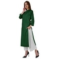 thumbnail image 3 of Bimba Mandarin Collar W/ Pintucked Neck CottonÂ&nbsp;KurtiÂ&nbsp;For Womenâ€™s Indian Ethnic Straight Solid Kurta, 3 of 7