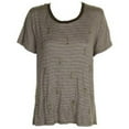 thumbnail image 2 of Carbon Copy Womens Striped Arrow-Embroidered Embellished T-Shirt, Green, Medium, 2 of 3