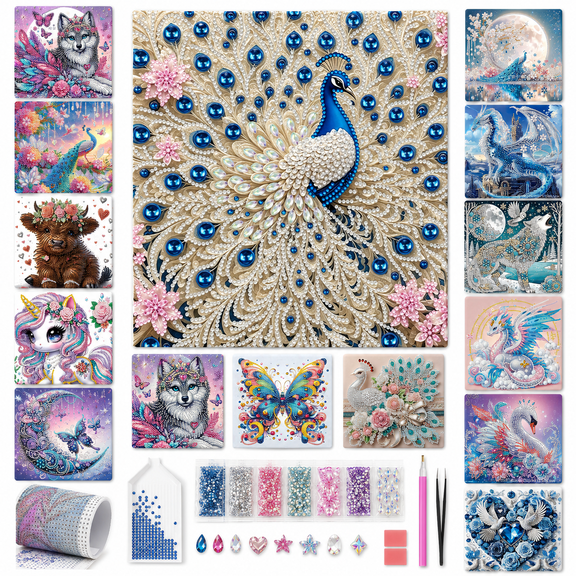 Pearl Diamond Painting Kits for Adults, Special Shaped Diamond Art Kits with Colorful Rhinestone Beads, DIY Crystal Gem Painting Craft Kit for Beginners, Handmade Home Decoration,A1