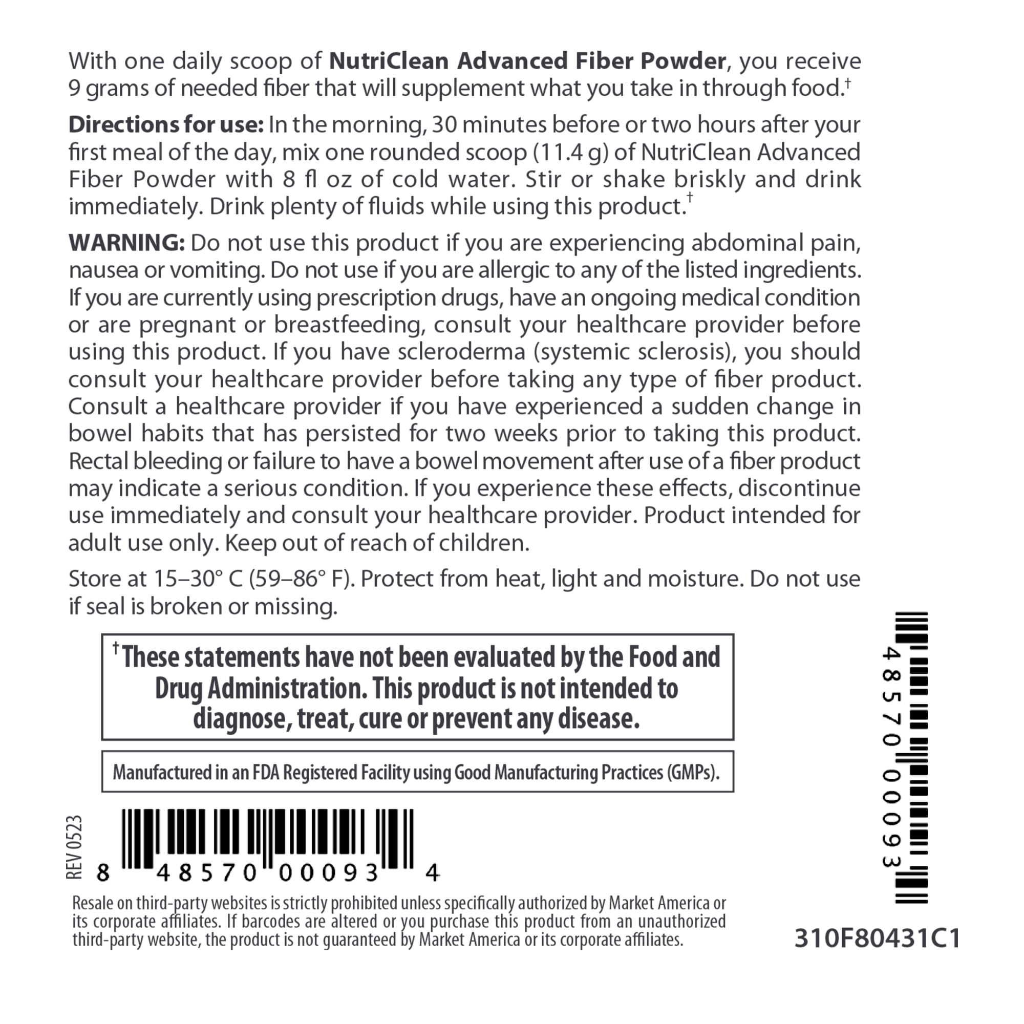NutriClean Advanced Fiber Powder for Colon Cleanse, Detox, Gut Health & Weight Loss - 28 Servings - Supports Digestive Health, Relieves Constipation, and Promotes Healthy Bowel Regularity