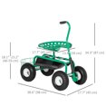 thumbnail image 3 of Outsunny Garden Scooter, Rolling Cart with Tray, Bucket, Green and Black, 3 of 8