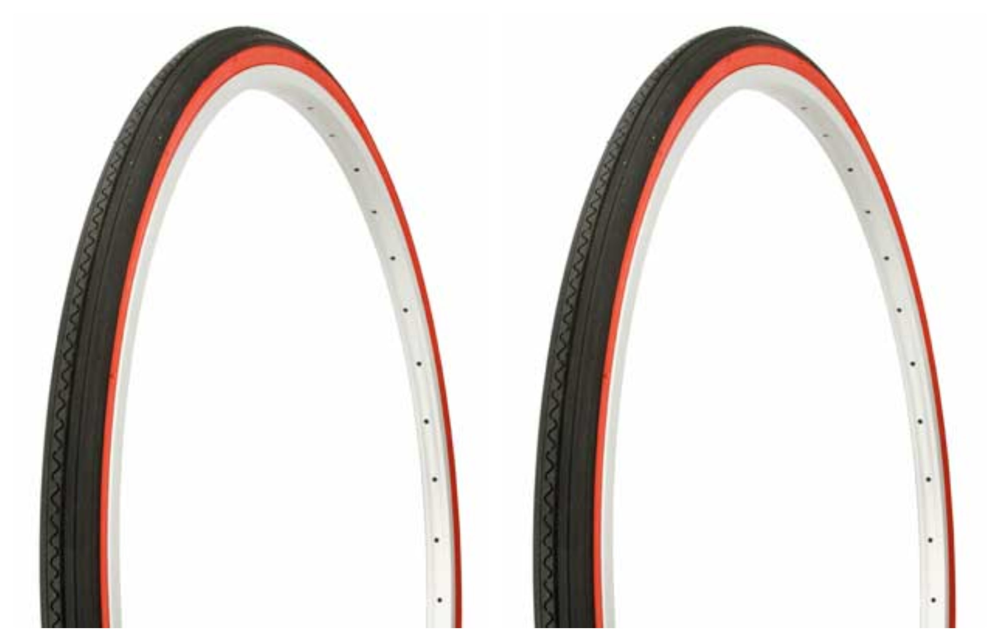 Tire set. 2 Tires. Two Tires Duro 27" x 1 1/4" Black/Red Side Wall HF