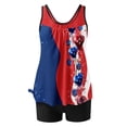 thumbnail image 4 of Tankini Swimsuits for Women Loose Comfortable Conservative Two Piece 2024 Summer Independence Day Bathing Suits Tummy Control Flowy Swimwear Floral Print Tank Top with Boyshorts, 4 of 6