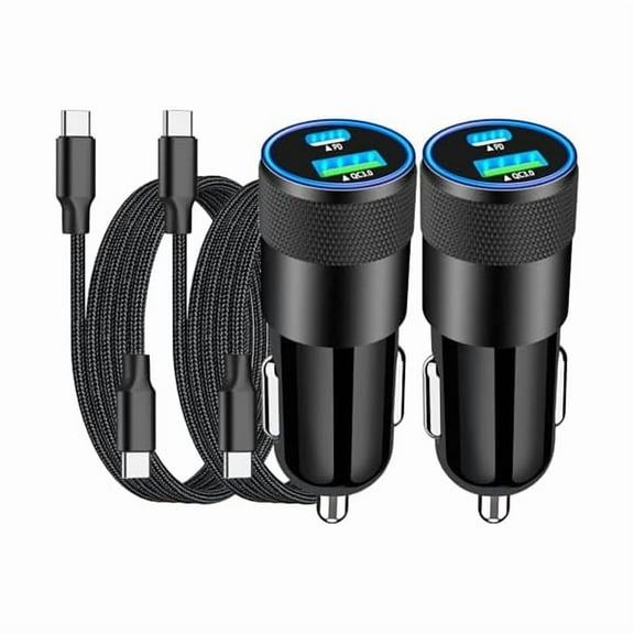 OAO IPhone 17 Car Charger Fast Charging, 2Pack 75W USB-C PD&QC Power Cigarette Lighter   Type-C Braided Cable for iPhone 17/17 Air/17 Pro/17 Pro Max/16 Pro/15/Galaxy/Pixel