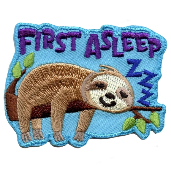 First Asleep Sloth Embroidered Iron On Patch