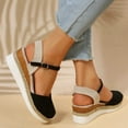 thumbnail image 3 of Dakaela Womens Espadrilles Wedge Sandals Closed Toe Walking Shoes Ankle Strap Platform Dress Heels, 3 of 8