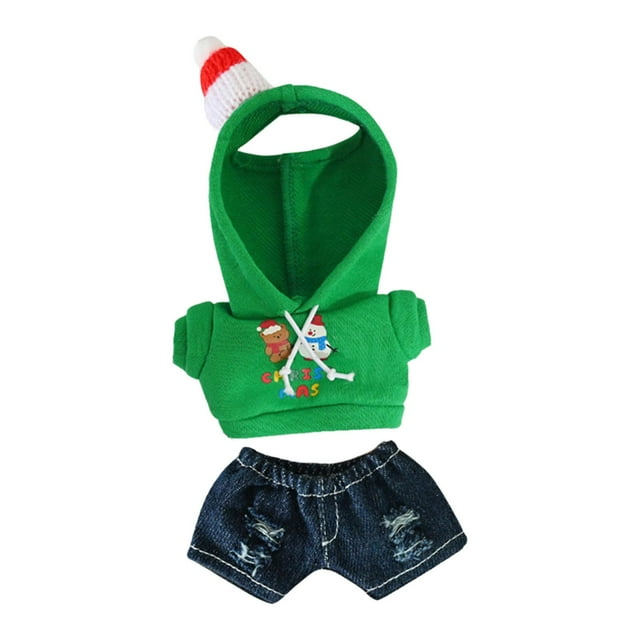 Conjunto de ropa para muñecas, disfraz para fiesta, regalo de invierno, decoración para muñecas de 17 cm Sudadera verde