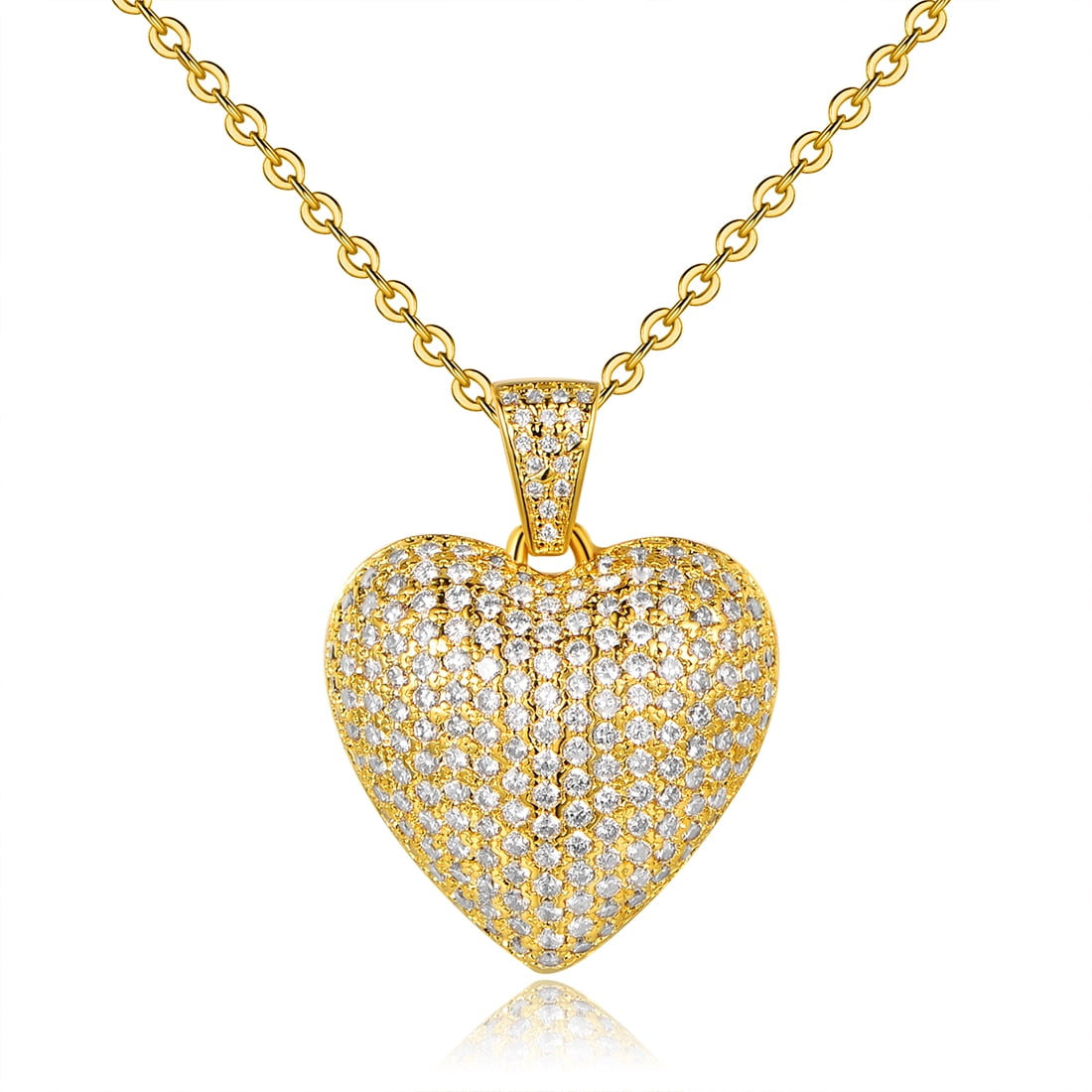 Daesar Gold Plated Womens Heart Necklace Rhinestone CZ Pendant Necklace for Women 