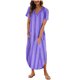 thumbnail image 1 of Vestido de Manga Corta para las Mujeres, Vestido Casual de Cuello en V de Bolsillo de Impresión de Moda Sexy Hecho de Poliéster Ligero para el Verano, Vestido de Verano para las Mujeres, 1 of 5