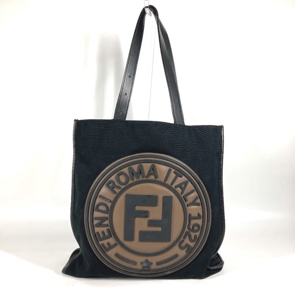 Pre-Owned FENDI 7V35 Shoulder Bag FF Tote Canvas Leather Men's Women's Black (Good)