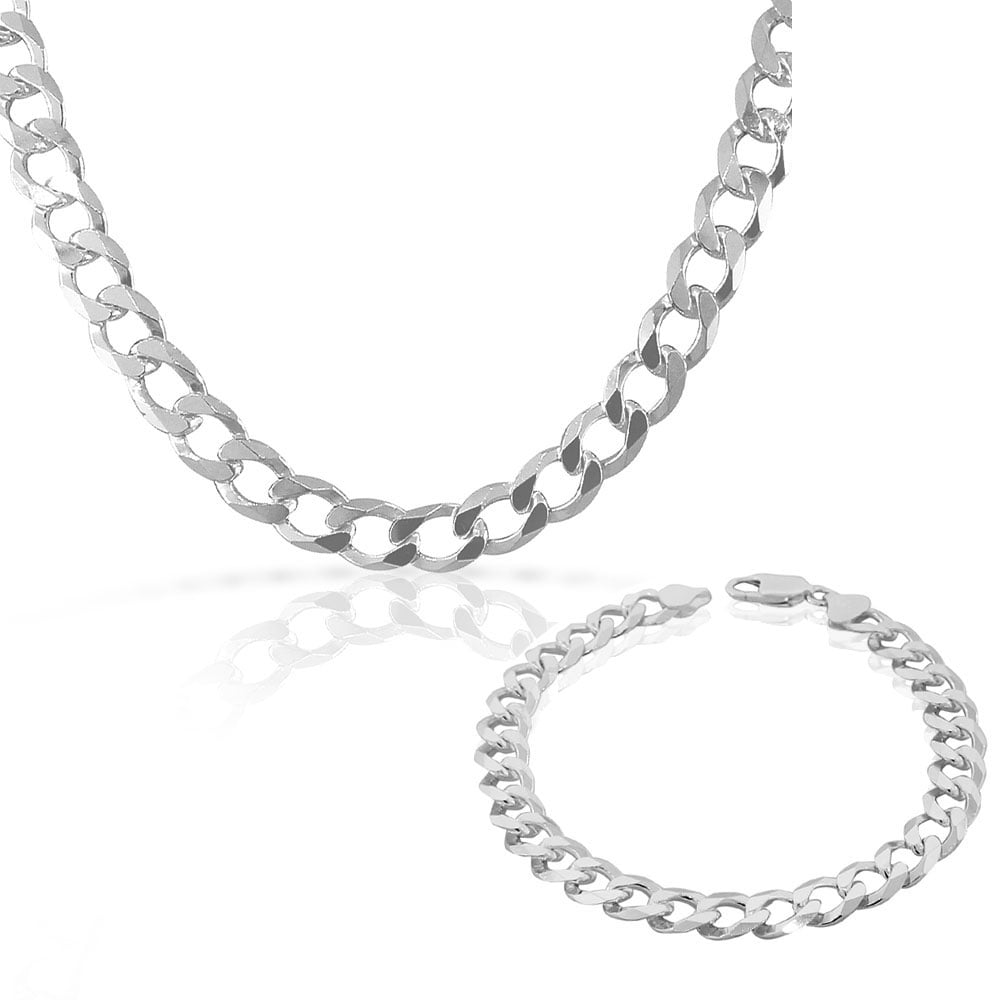 Pure S925 Sterling Silver Chain Men 8mm Heavy Curb Link Necklace 22inch  89-91g