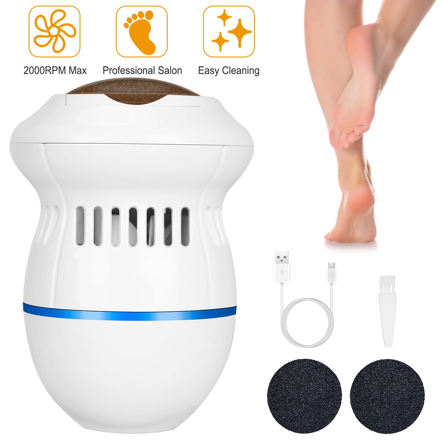 iMountek Electric Callus Grinder USB Rechargeable Foot File Callus Remover Vacuum Feet Pedicure Exfoliating for Cracked Heels Hard Callus