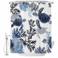 thumbnail image 2 of Ocean Turtles Shower Curtains for Bathroom, Retro Watercolor Blue Corals Turtles Washable Fabric Shower Curtain with Hooks Waterproof Bathroom Decor Sets, 36 x 78 Inches, 2 of 9