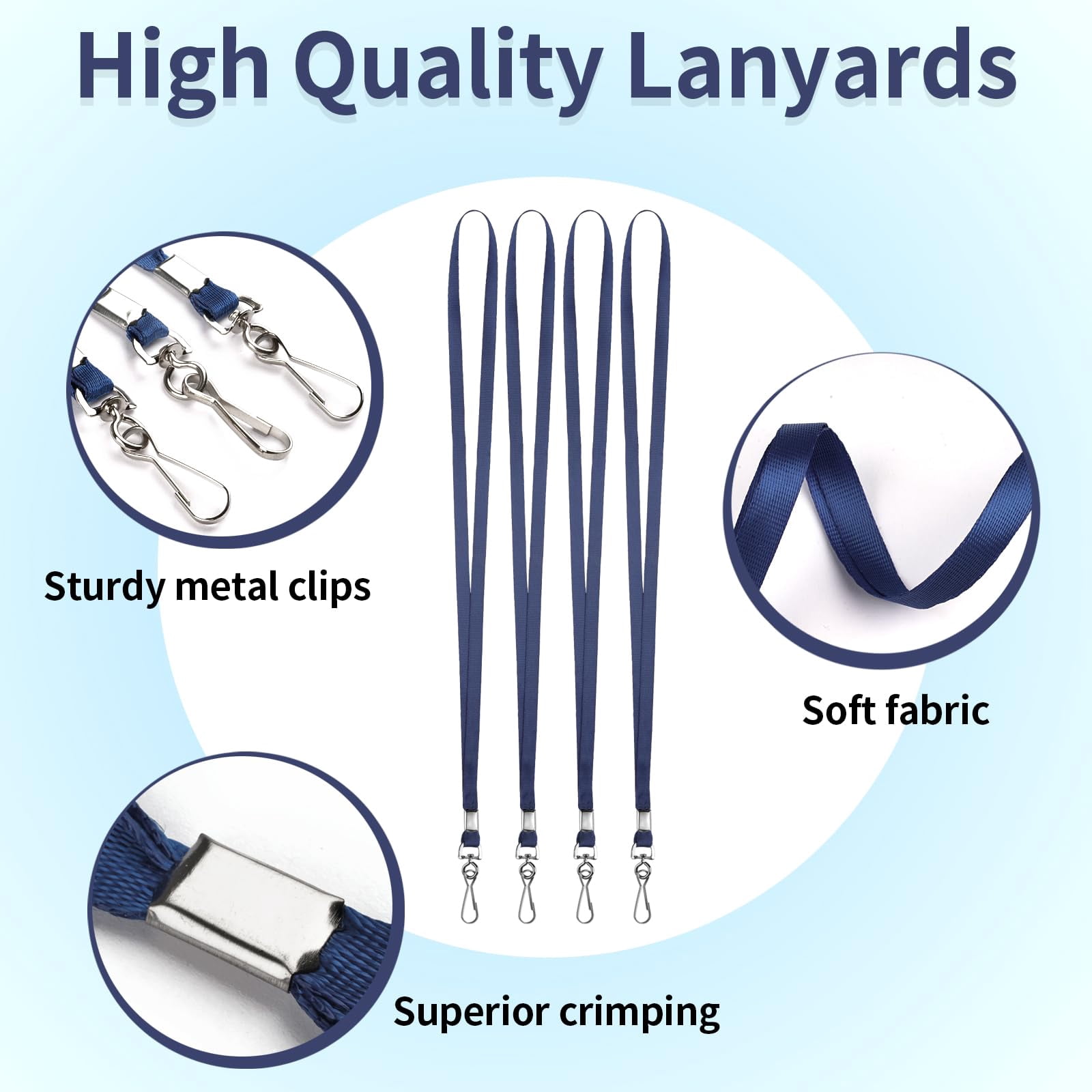 50/100 Pack Lanyards Bulk, Lanyards for Keys, Flat Neck Lanyard with Badge Clip Swivel Hook(Black, Blue, Navy Blue)