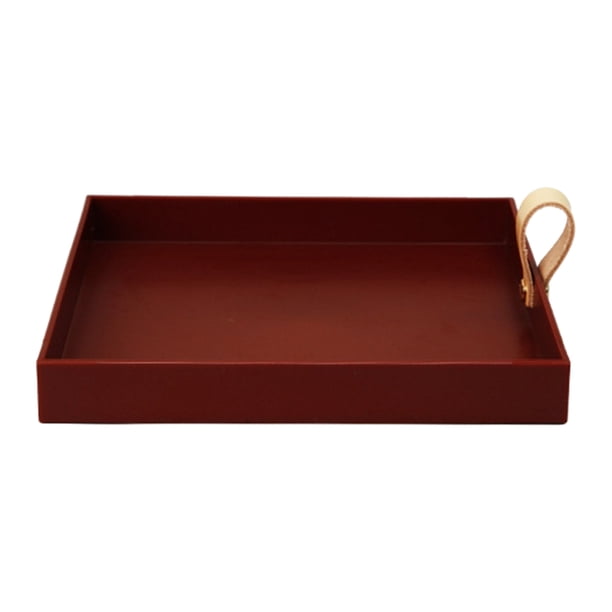 Bandeja para servir de escritorio, bandeja de almacenamiento portátil de 8 x 8 pulgadas, elegante, color sólido, moderna rojo